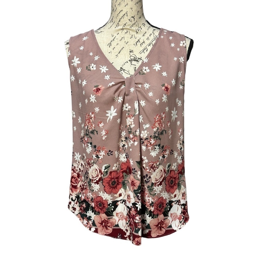 NY&Co Dusty Rose Sleeveless Blouse Size Large - Picture 1 of 3
